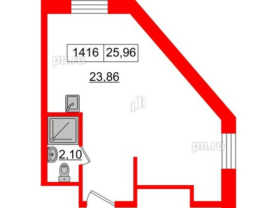 Апартаменты в ЖК Вертикаль на Лесной, студия, 26.3 м², 14 этаж