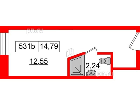 Апартаменты в ЖК Вертикаль на Лесной, студия, 14.7 м², 5 этаж