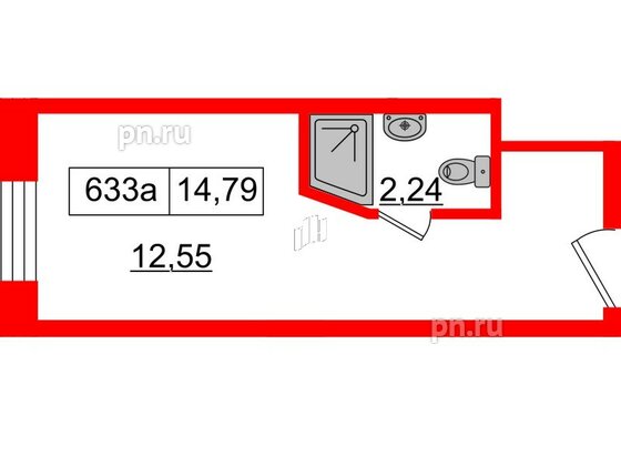 Апартаменты в ЖК Вертикаль на Лесной, студия, 14.65 м², 6 этаж