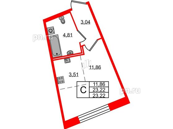 Квартира в ЖК Удача, студия, 22.8 м², 1 этаж