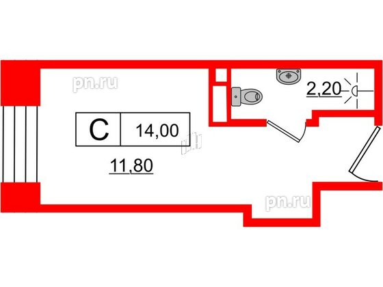 Апартаменты в ЖК UNO, студия, 14 м², 2 этаж