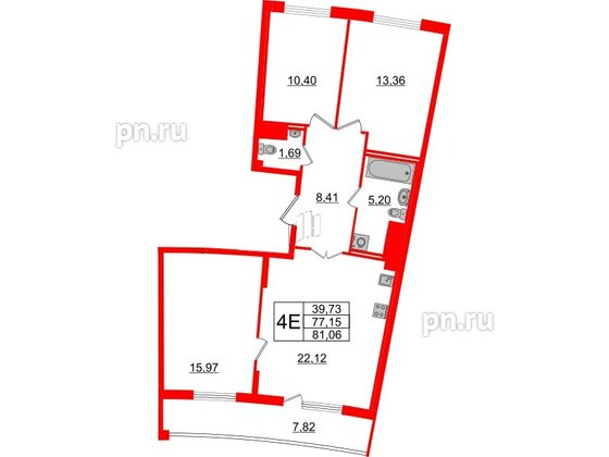 Квартира в ЖК Морская набережная.SeaView 2, 3 комнатная, 81.06 м², 14 этаж