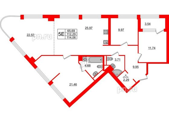 Квартира в ЖК Glorax Premium Василеостровский, 4 комнатная, 114 м², 3 этаж