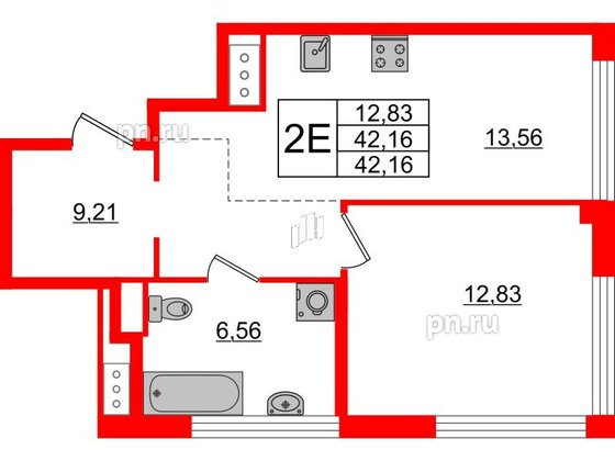 Квартира в ЖК Glorax Premium Василеостровский, 1 комнатная, 42.16 м², 10 этаж