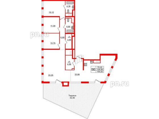 Квартира в ЖК Glorax Premium Василеостровский, 4 комнатная, 144.83 м², 19 этаж