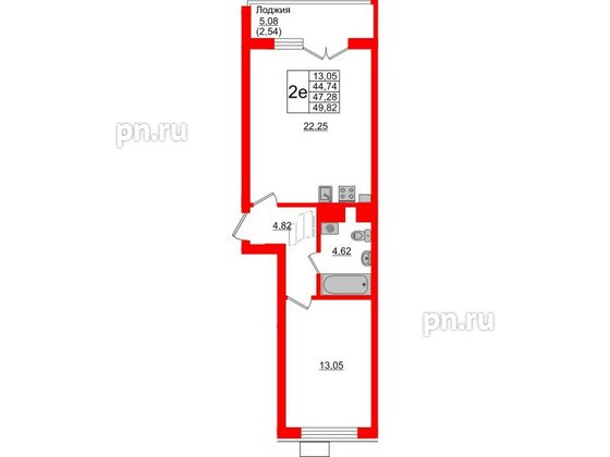 Квартира в ЖК Lake City-6, 1 комнатная, 47.28 м², 1 этаж