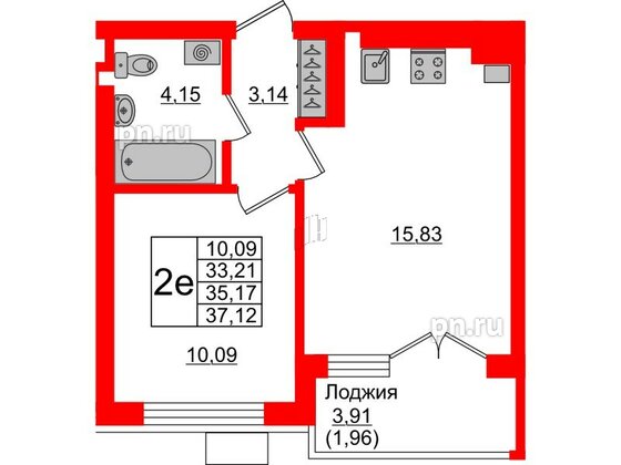 Квартира в ЖК Lake City-6, 1 комнатная, 35.17 м², 1 этаж