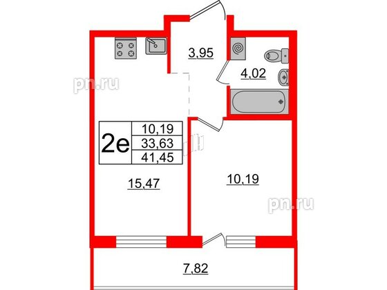 Квартира в ЖК ЦДС Новые горизонты-2, 1 комнатная, 33.63 м², 13 этаж