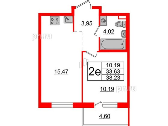 Квартира в ЖК ЦДС Новые горизонты-2, 1 комнатная, 33.63 м², 16 этаж