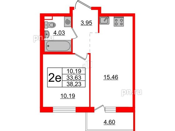 Квартира в ЖК ЦДС Новые горизонты-2, 1 комнатная, 33.63 м², 8 этаж