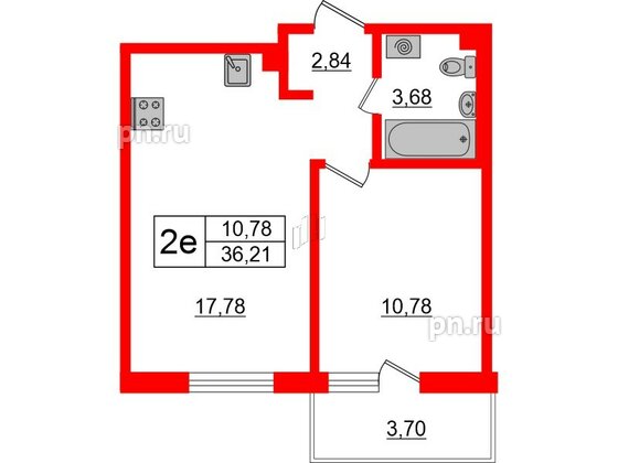 Квартира в ЖК ЛесArt, 1 комнатная, 36.21 м², 8 этаж