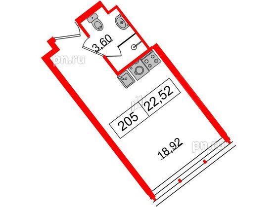 Апартаменты в ЖК Апарт-отель GloraX Заневский, студия, 20.9 м², 2 этаж