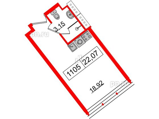 Апартаменты в ЖК Апарт-отель GloraX Заневский, студия, 21.6 м², 11 этаж