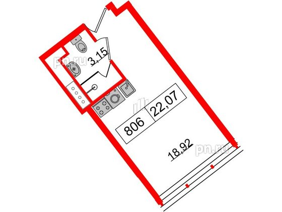 Апартаменты в ЖК Апарт-отель GloraX Заневский, студия, 22.07 м², 8 этаж