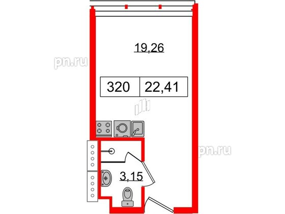 Апартаменты в ЖК Апарт-отель GloraX Заневский, студия, 21.4 м², 3 этаж