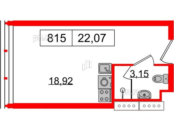 Апартаменты в ЖК Апарт-отель GloraX Заневский, студия, 22.07 м², 8 этаж