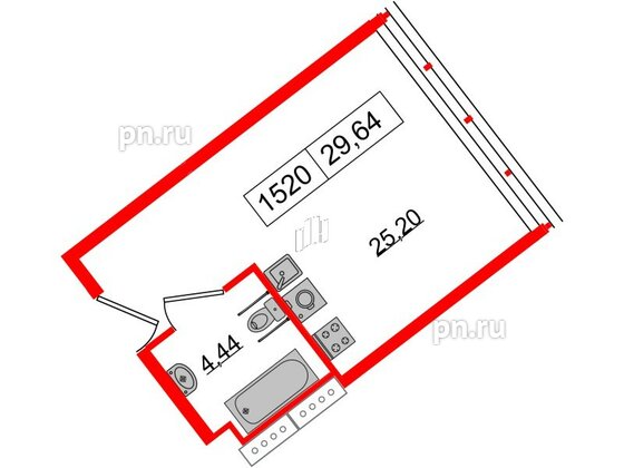 Апартаменты в ЖК Апарт-отель GloraX Заневский, студия, 29.64 м², 15 этаж