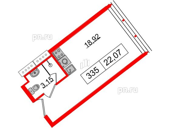 Апартаменты в ЖК Апарт-отель GloraX Заневский, студия, 21.1 м², 3 этаж