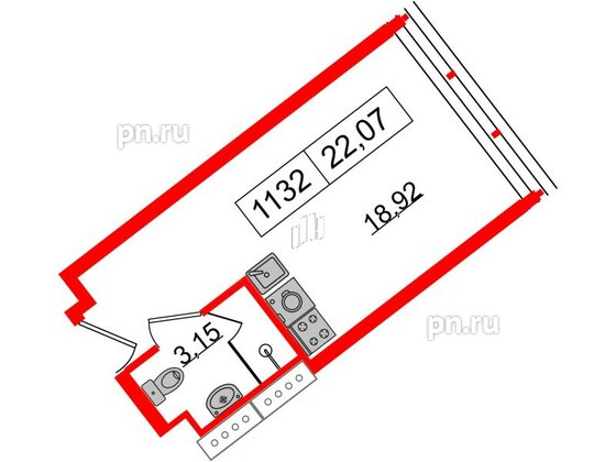 Апартаменты в ЖК Апарт-отель GloraX Заневский, студия, 21.3 м², 11 этаж