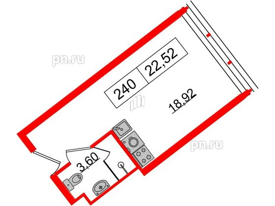 Апартаменты в ЖК Апарт-отель GloraX Заневский, студия, 21.1 м², 2 этаж