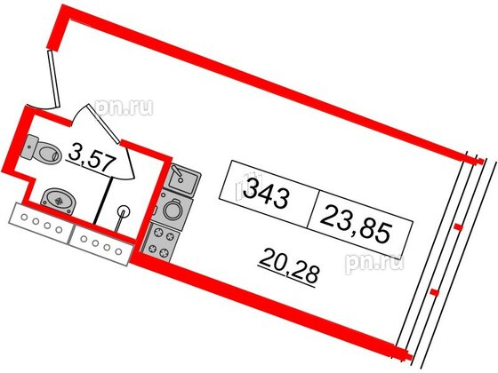 Апартаменты в ЖК Апарт-отель GloraX Заневский, студия, 22.4 м², 3 этаж