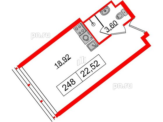 Апартаменты в ЖК Апарт-отель GloraX Заневский, студия, 21 м², 2 этаж