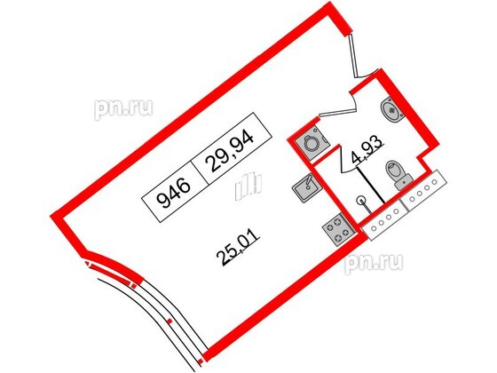 Апартаменты в ЖК Апарт-отель GloraX Заневский, студия, 29.94 м², 9 этаж