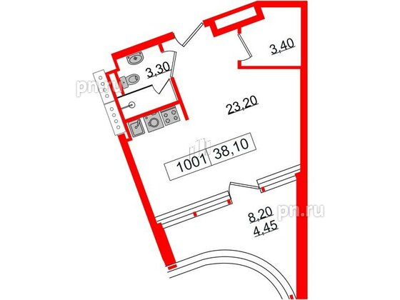 Апартаменты в ЖК Апарт-отель GloraX Заневский, студия, 38.1 м², 10 этаж