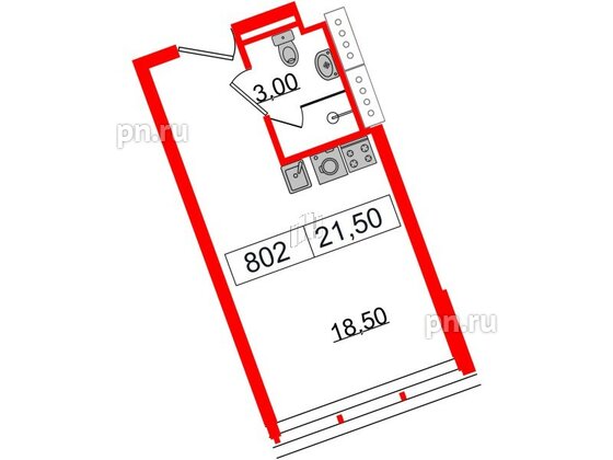 Апартаменты в ЖК Апарт-отель GloraX Заневский, студия, 21.5 м², 8 этаж