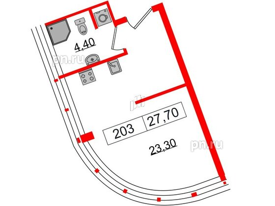 Апартаменты в ЖК Апарт-отель GloraX Заневский, студия, 27.7 м², 2 этаж