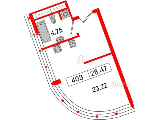 Апартаменты в ЖК Апарт-отель GloraX Заневский, студия, 28.47 м², 4 этаж