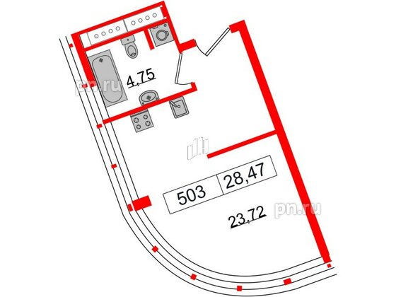 Апартаменты в ЖК Апарт-отель GloraX Заневский, студия, 28.47 м², 5 этаж