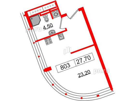 Апартаменты в ЖК Апарт-отель GloraX Заневский, студия, 27.7 м², 8 этаж