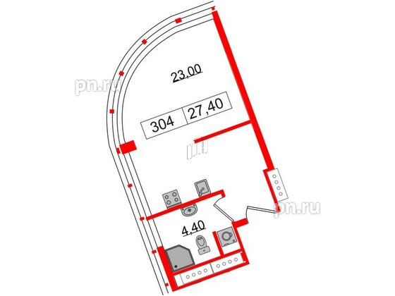 Апартаменты в ЖК Апарт-отель GloraX Заневский, студия, 27.4 м², 3 этаж