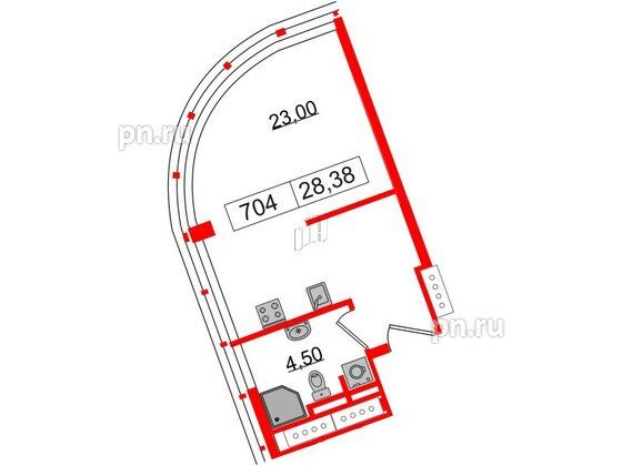 Апартаменты в ЖК Апарт-отель GloraX Заневский, студия, 28.38 м², 7 этаж