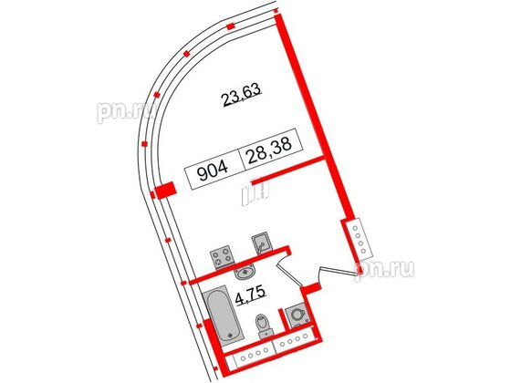 Апартаменты в ЖК Апарт-отель GloraX Заневский, студия, 28.38 м², 9 этаж