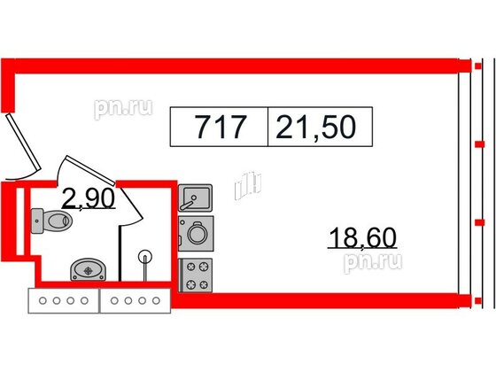 Апартаменты в ЖК Апарт-отель GloraX Заневский, студия, 21.5 м², 7 этаж