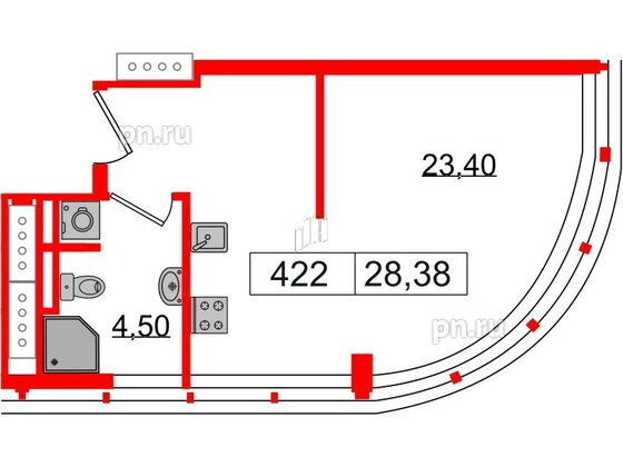 Апартаменты в ЖК Апарт-отель GloraX Заневский, студия, 28.38 м², 4 этаж