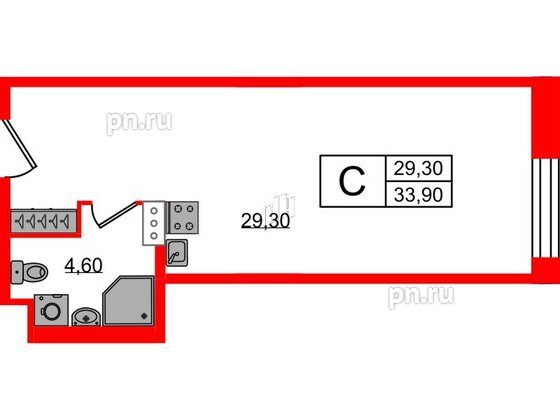 Апартаменты в ЖК VIDI, студия, 34 м², 10 этаж