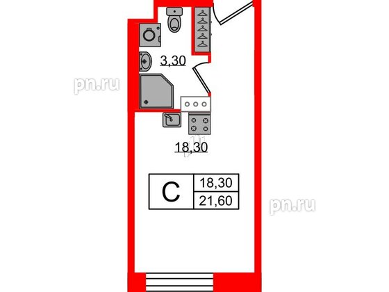 Апартаменты в ЖК VIDI, студия, 21.7 м², 10 этаж