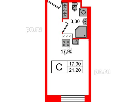 Апартаменты в ЖК VIDI, студия, 21.2 м², 10 этаж