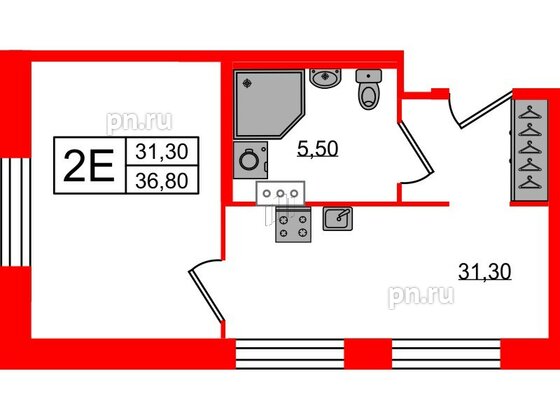 Апартаменты в ЖК VIDI, 1 комнатные, 36.2 м², 10 этаж