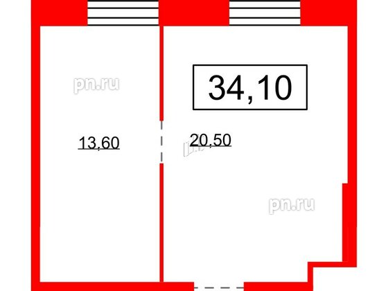 Апартаменты в ЖК VIDI, 1 комнатные, 34.1 м², 2 этаж