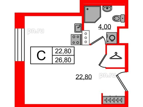 Апартаменты в ЖК VIDI, студия, 27 м², 9 этаж