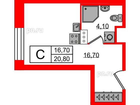 Апартаменты в ЖК VIDI, студия, 21.2 м², 10 этаж