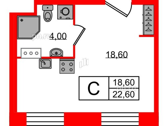 Апартаменты в ЖК VIDI, студия, 22.6 м², 10 этаж