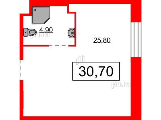 Апартаменты в ЖК VIDI, студия, 30.7 м², 2 этаж