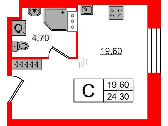 Апартаменты в ЖК VIDI, студия, 24.3 м², 10 этаж