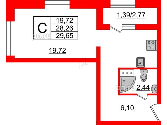 Квартира в ЖК БелАРТ, студия, 29.65 м², 11 этаж