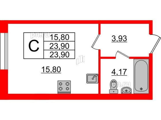 Квартира в ЖК Ювента, студия, 24.2 м², 1 этаж